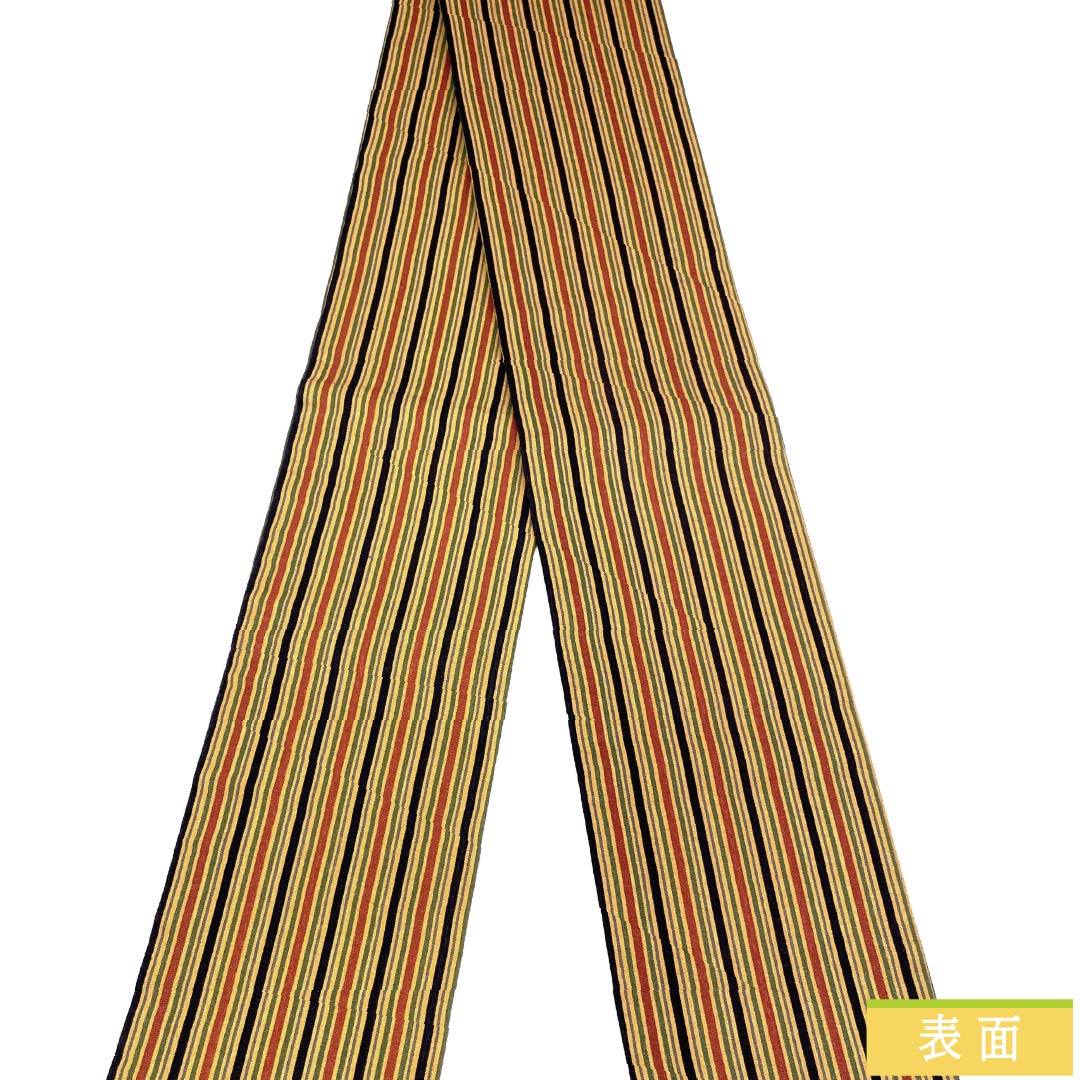 半幅帯 正絹 Sランク 土布色（トウプースーいろ） 縞模様 カラフル 帯丈356cm グラデーション系 1125003082399
