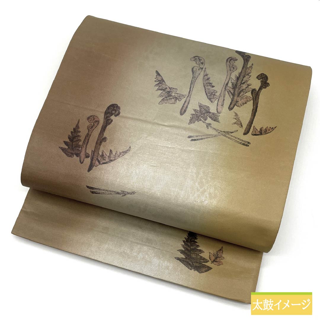 袋帯 正絹 枯野色（かれのいろ） 山菜 お茶席 帯丈438cm Sランク ポイント柄 カジュアル グラデーション系 1123012822399