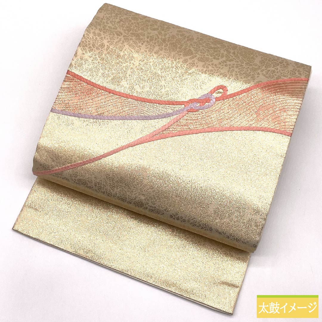 名古屋帯 正絹 Aランク 組紐模様 帯丈356cm ポイント柄 セミフォーマル 金系 1124010633321 名古屋仕立て