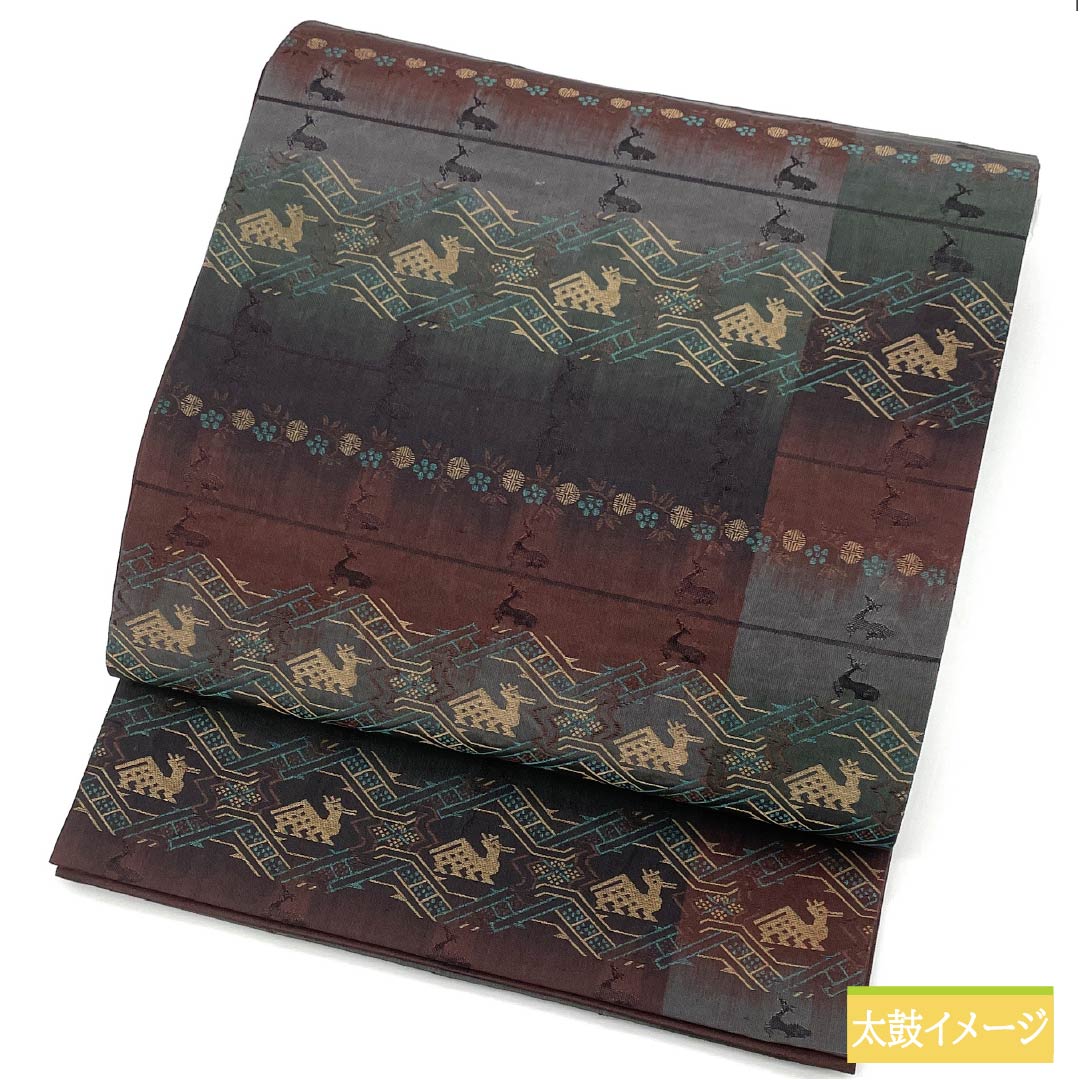 袋帯 正絹 有栖川 横段 帯丈428cm Sランク 全通 カジュアル グラデーション系 1123012602399