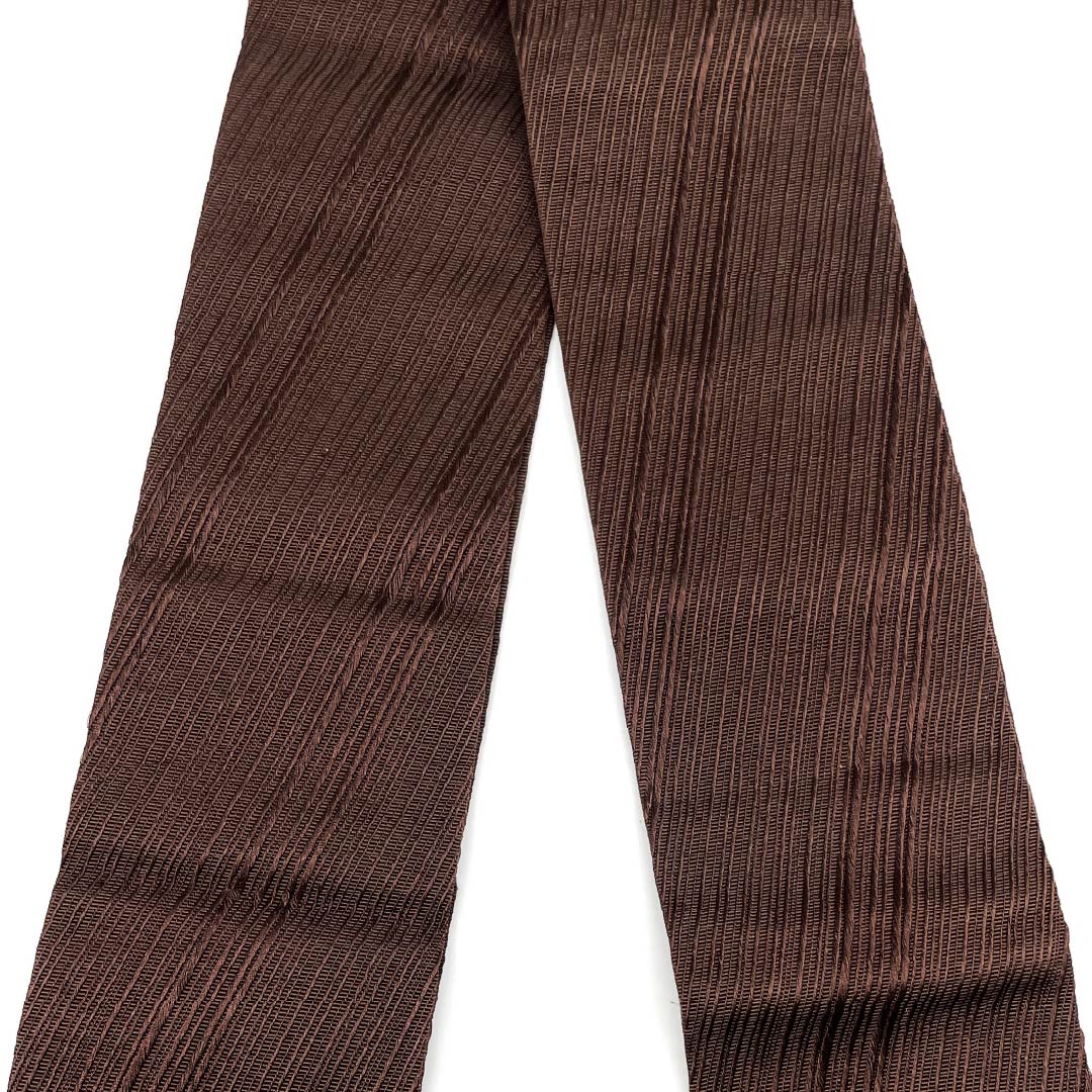 （未仕立）角帯 木綿 焦色（こがれいろ） 斜め線 帯丈404cm 幅10cm Sランク 茶系 1134000462914
