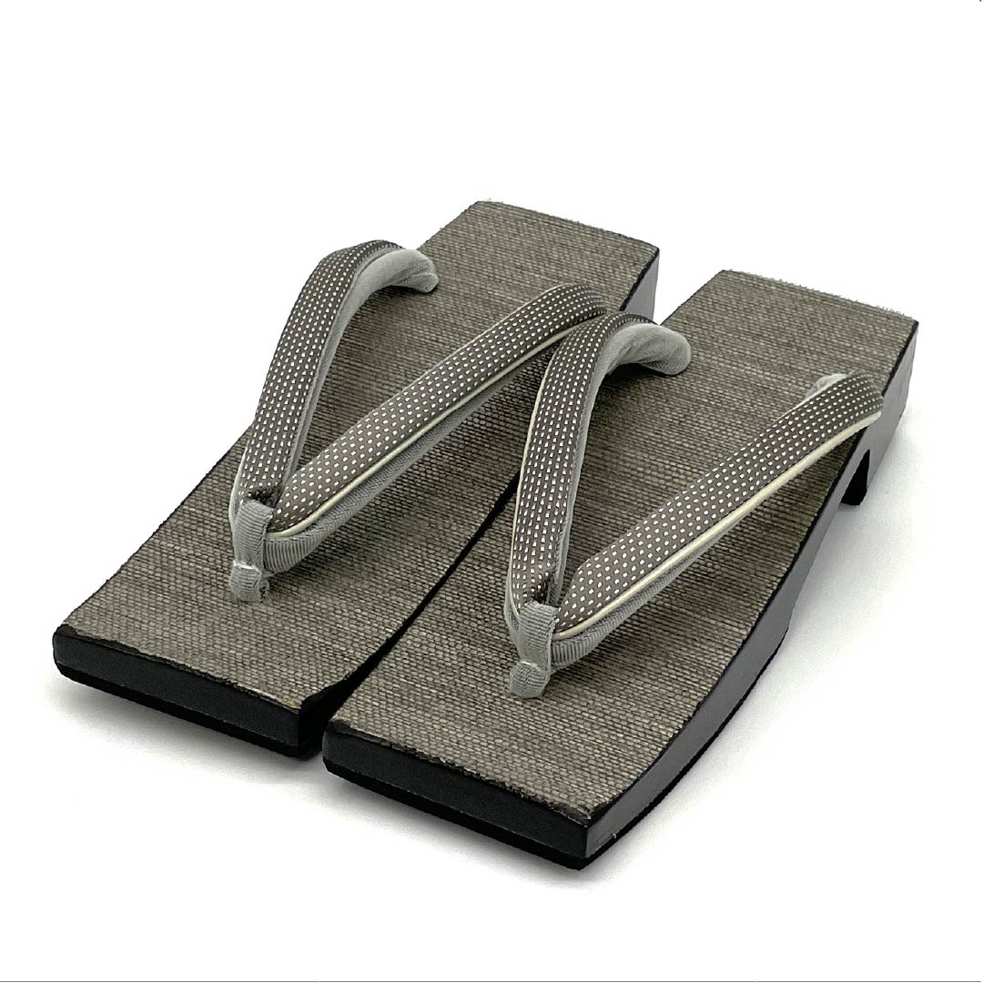 (Like New) Men's Casual Geta Sandals, Paulownia Wood, Two-Stone Strap, 24cm Long, Size L, Gray, Product Number: 1122001411422