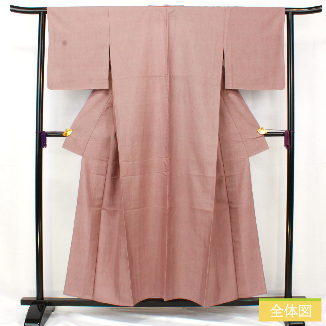 色無地 正絹 身丈154cm 裄丈63cm 葡萄色（えびいろ） 紬地 単衣 Sランク 紫系 1114001622220
