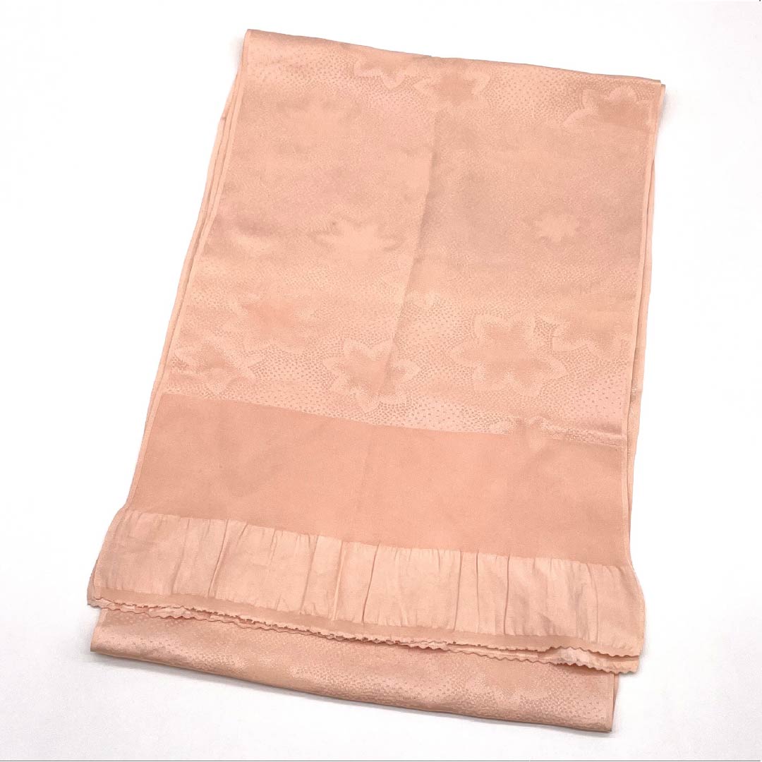 帯揚げ 正絹 Bランク セミフォーマル 東雲色（しののめいろ） 花 長さ約168cm 幅約26.5cm ピンク系 1136002524913