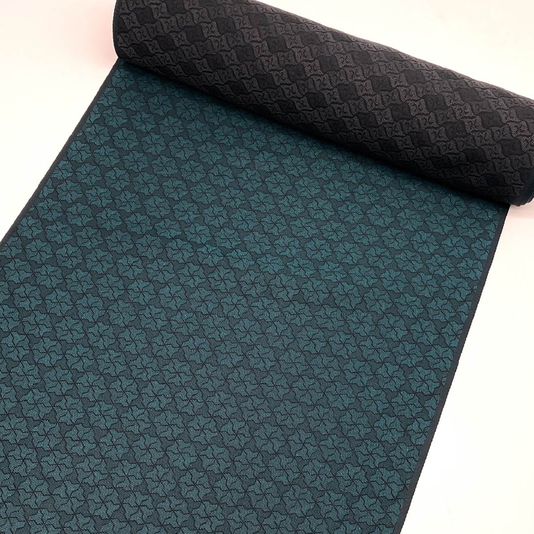 反物 お召し 正絹 両面織 お召し 北斎模様 六ツ手万字 NEWランク 緑系 1130001141919