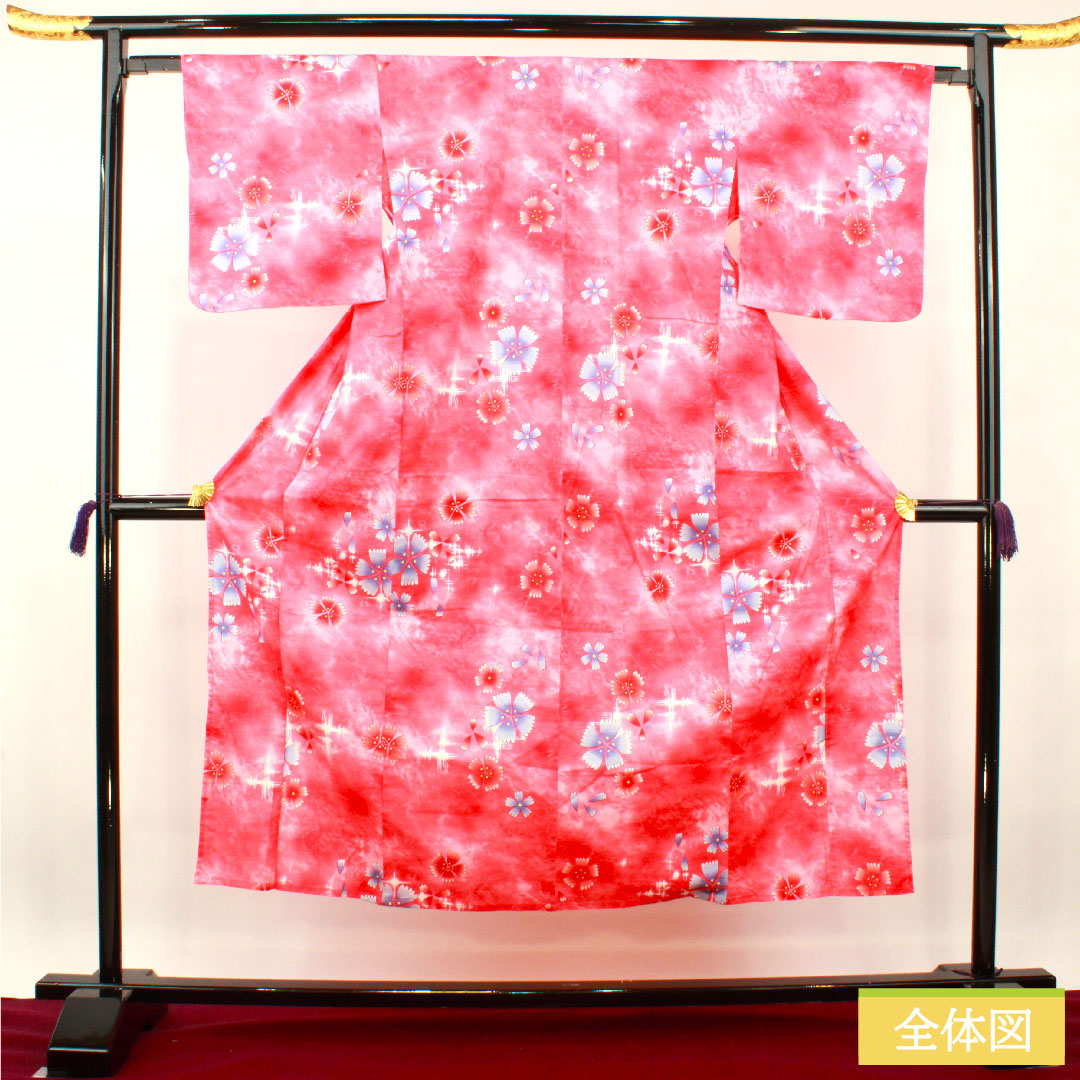 浴衣 木綿 身丈148cm 裄丈63.5cm Sランク 単衣 ピンク系 梅重色（うめがさねいろ） 桜 1118005082113