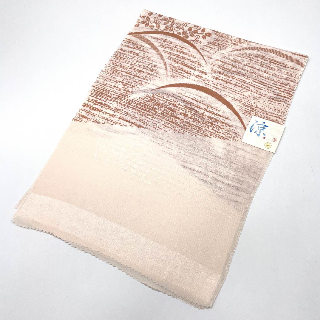（新品）帯揚げ 正絹 セミフォーマル 薄肉色（うすにくいろ） 夏物 露草 萩 長さ約164cm 幅約29cm NEWランク ベージュ系 1136000771925