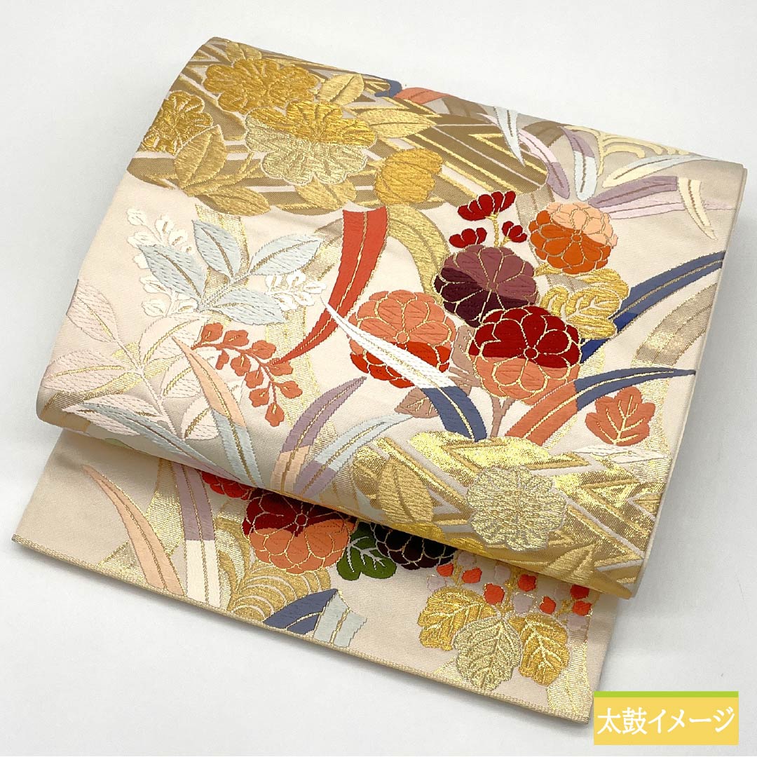 袋帯 正絹 Sランク 胡粉色（ごふんいろ） 唐織 留袖用 振袖用 古典柄 帯丈432cm 六通 フォーマル 白系 1123015642311