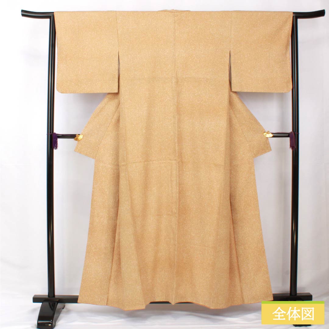 小紋 正絹 身丈158cm 裄丈63.5cm 袷 山吹鼠色（やまぶきねずいろ） タタキ染 Sランク ベージュ系 1115005852325