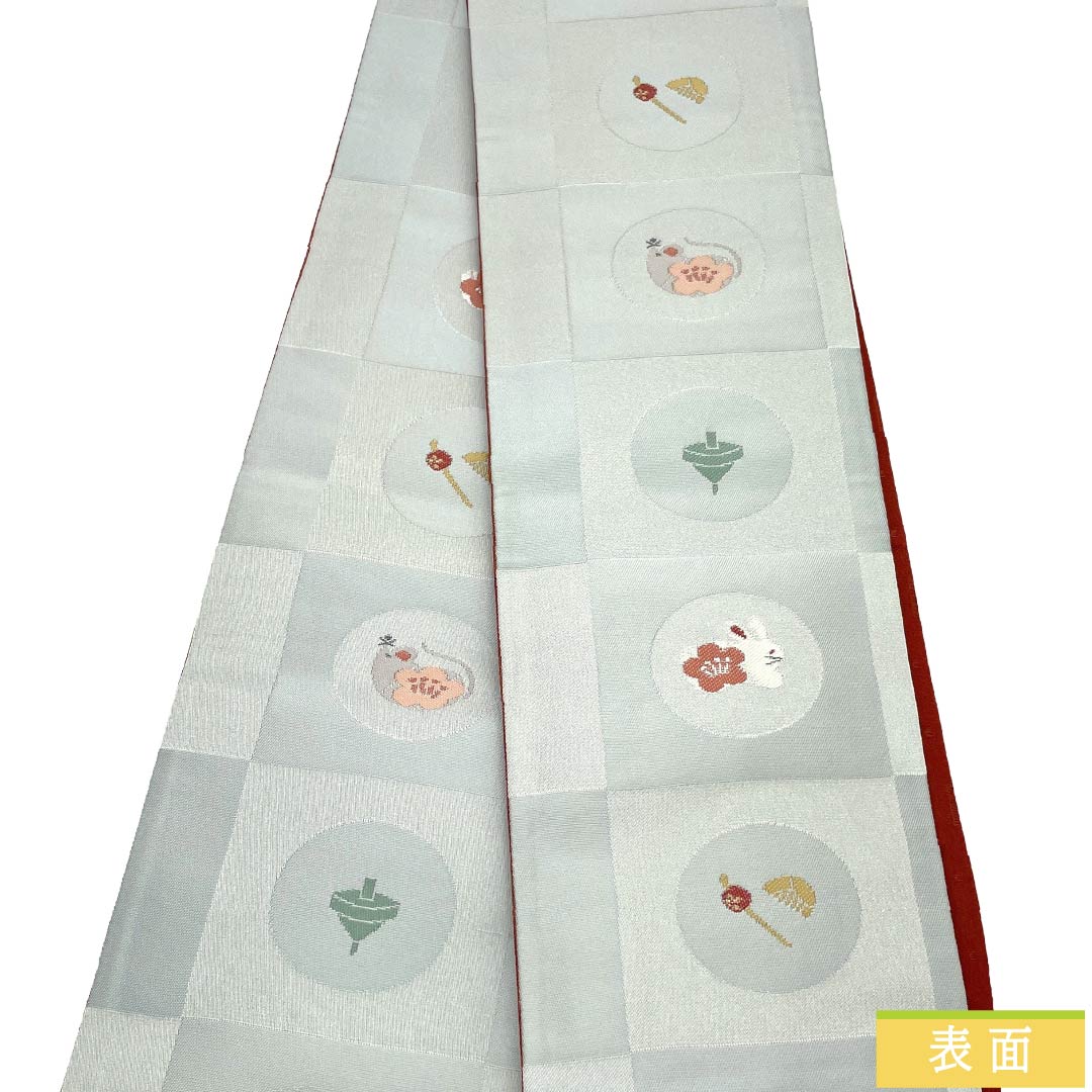半幅帯 ポリエステル Aランク 薄鼠色（うすねずいろ） 古典柄 和小物 帯丈346cm グレー系 1125003453322