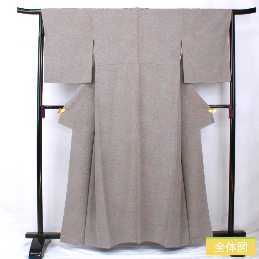 小紋 正絹 身丈160cm 裄丈64.5cm 袷 燻銀色（いぶしぎんいろ） タタキ染 しつけ糸付き Sランク グレー系 1115005842422