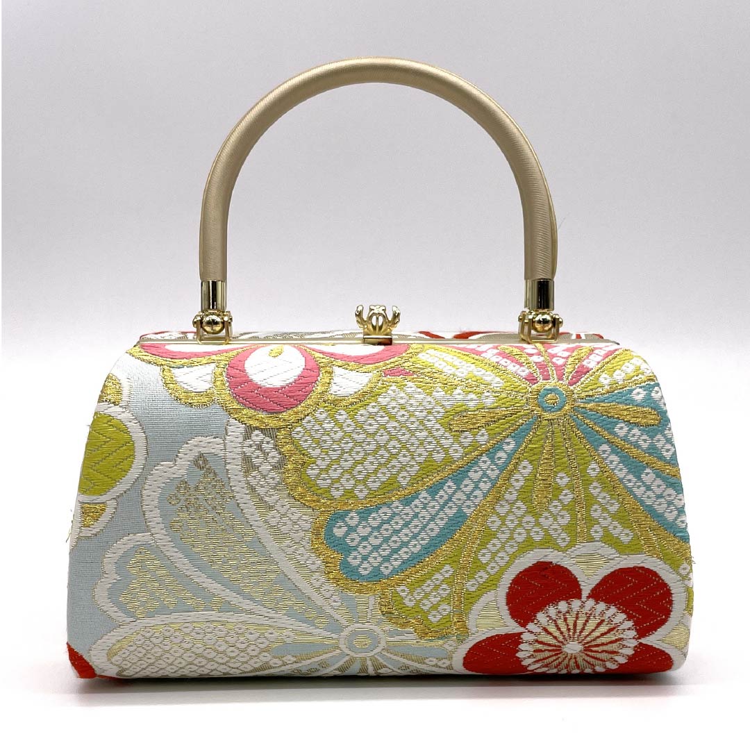 和装バック フォーマル 蟹鳥染色（かにとりぞめいろ） 振袖用 花柄 古典柄 水色系 Ａランク 113900052324