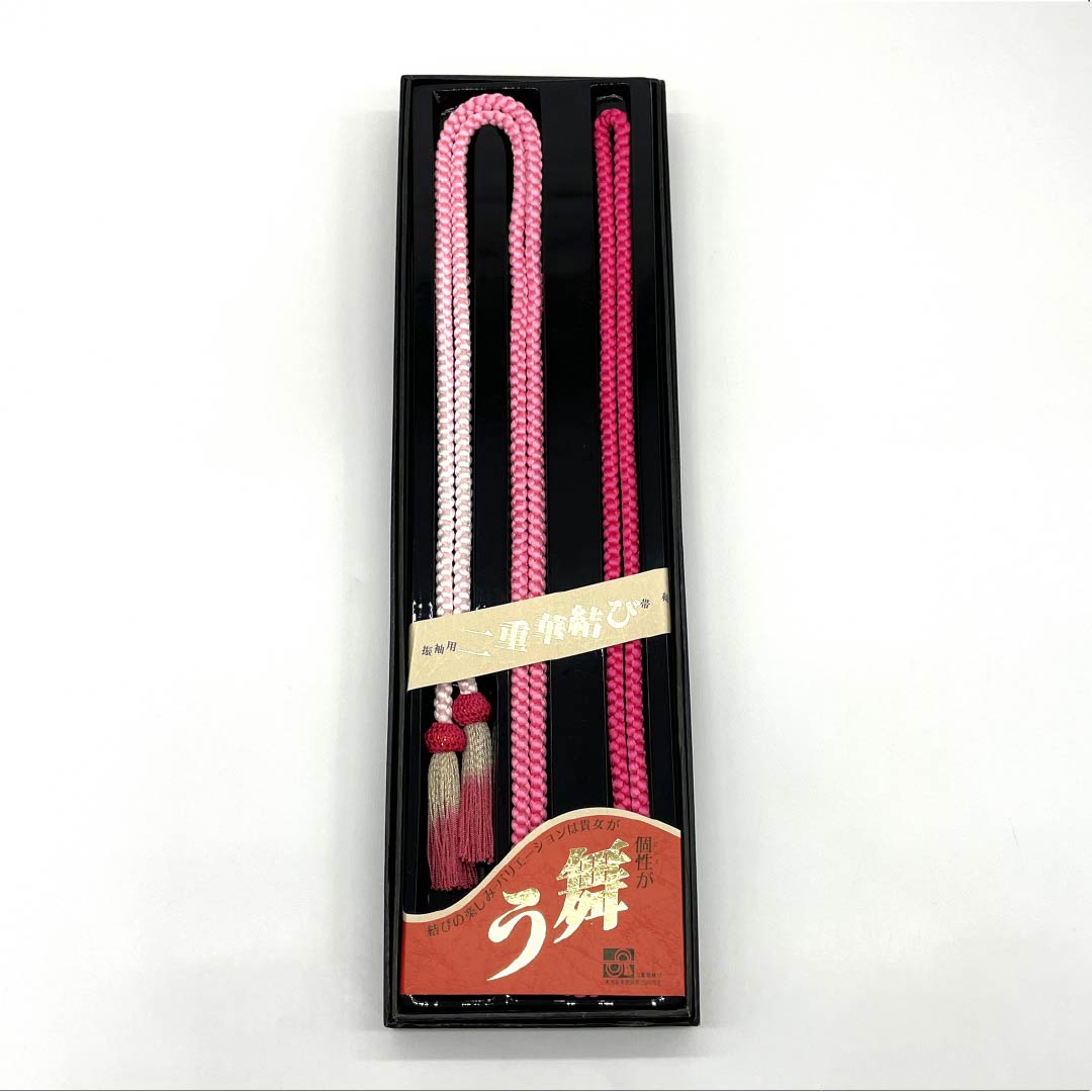 (新古品)帯締め 正絹 NEWランク  薔薇色（ばらいろ） グラデーション 振袖用 丸組 長さ約265cm 幅約0.8cm フォーマル ピンク系 1135005271413