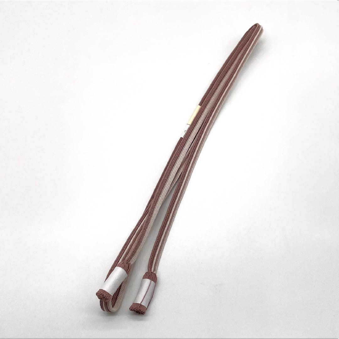 (新品)帯締め 正絹 NEWランク  紅鼠色（べにねずいろ） 翠嵐工房 単衣用 夏用 長さ約162cm 幅約1.1cm カジュアル ピンク系 1135005441313