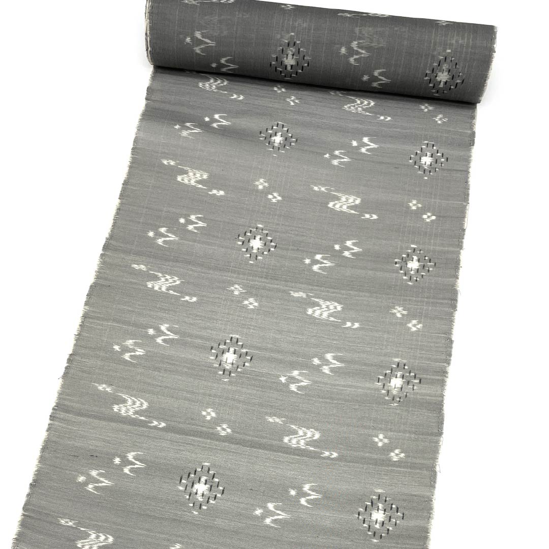 反物 紬 正絹 NEWランク 錫色（すずいろ） 琉球絣 紗 手織り グレー系 1130001251922