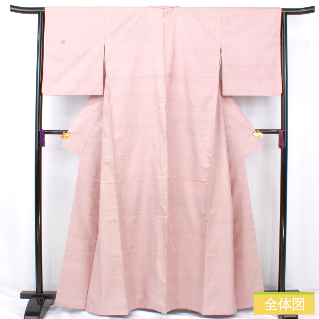 色無地 正絹 身丈163cm 裄丈64cm 蒼白色（そうはくしょく） 紬地 一つ紋 中陰五三桐 袷 Sランク 紫系 1114001812420