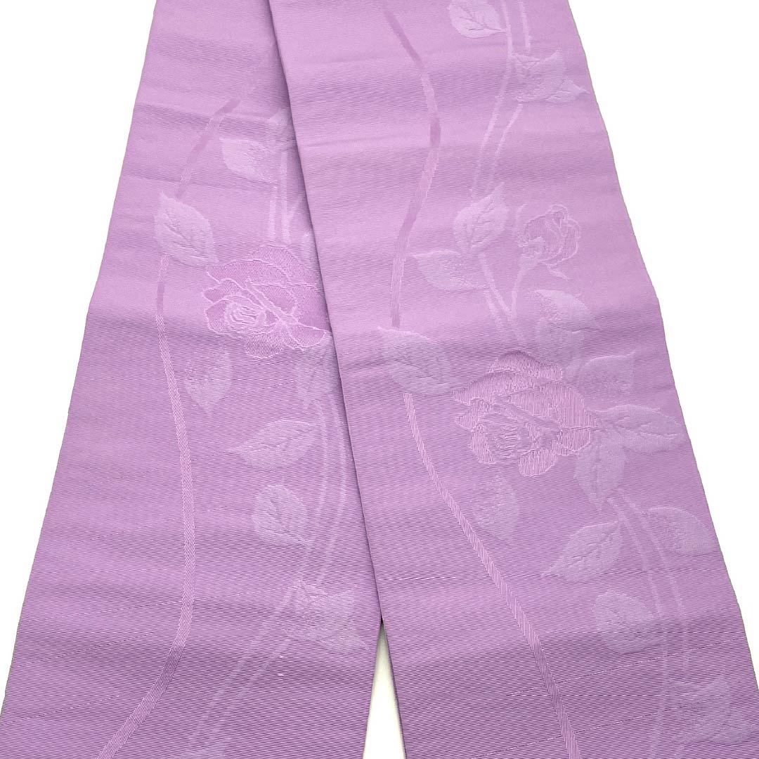 半幅帯 ポリエステル 浅紫色（あさきむらさきいろ） 浴衣用 薔薇 桜 リバーシブル 帯丈356cm 紫系 Sランク 1125001962320