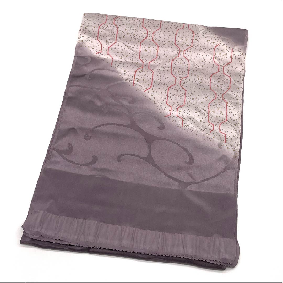 帯揚げ 正絹 Sランク セミフォーマル 鳩羽色（はとばいろ） 幾何学模様 長さ約176cm 幅約29cm 紫系 1136002512920