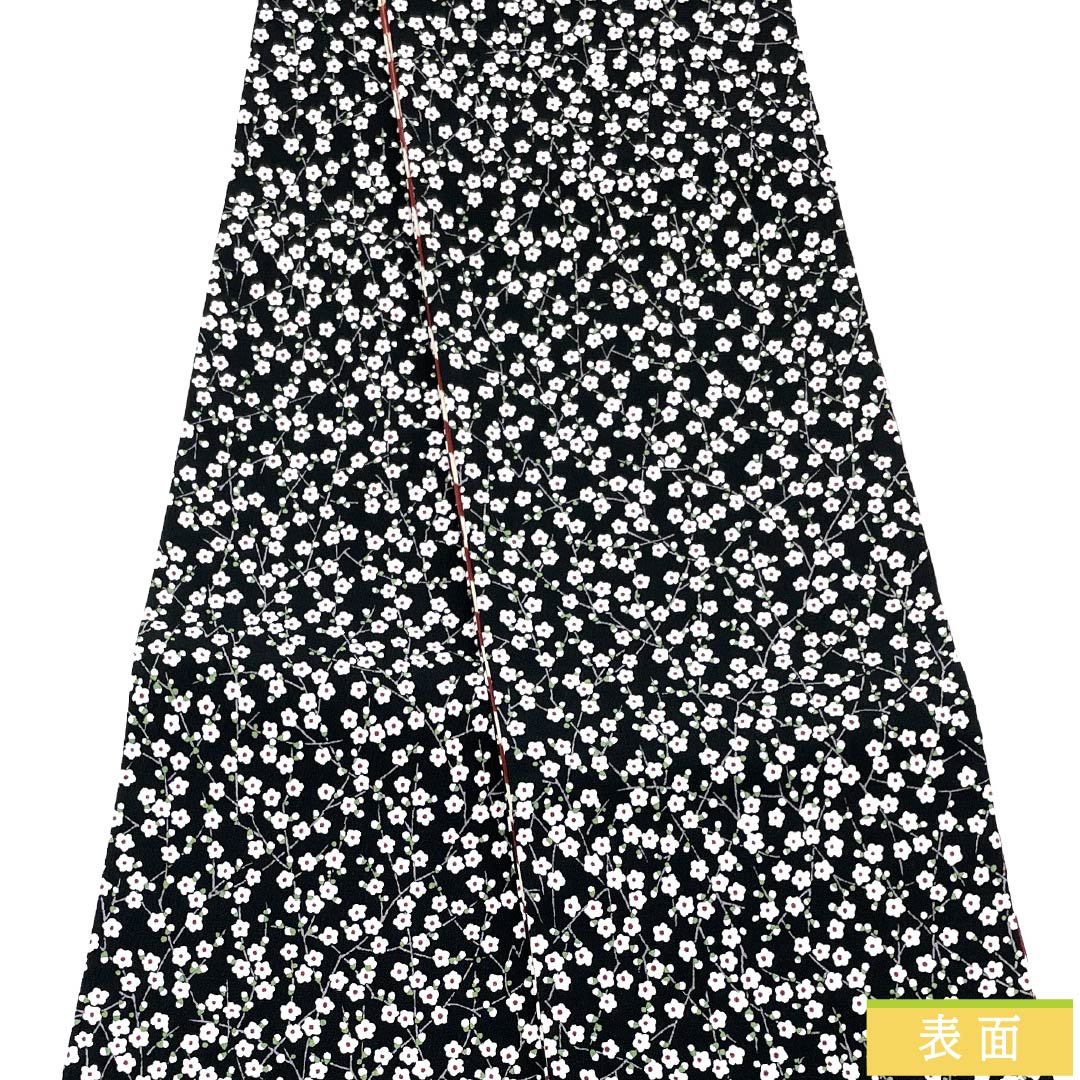 半幅帯 ポリエステル Sランク 黒色（くろいろ） 紅絹色（もみいろ） リバーシブル 染め帯 梅 矢羽根 帯丈388cm マルチカラー 1125004972328