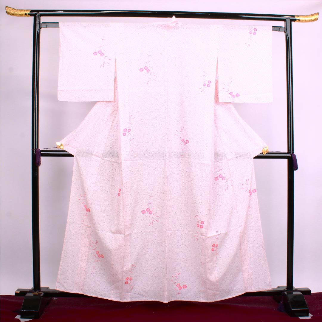 Summer item Polyester Komon Length 160.5cm Sleeve length 61.5cm White Pink Polka dot Silk S rank White 1132000242411