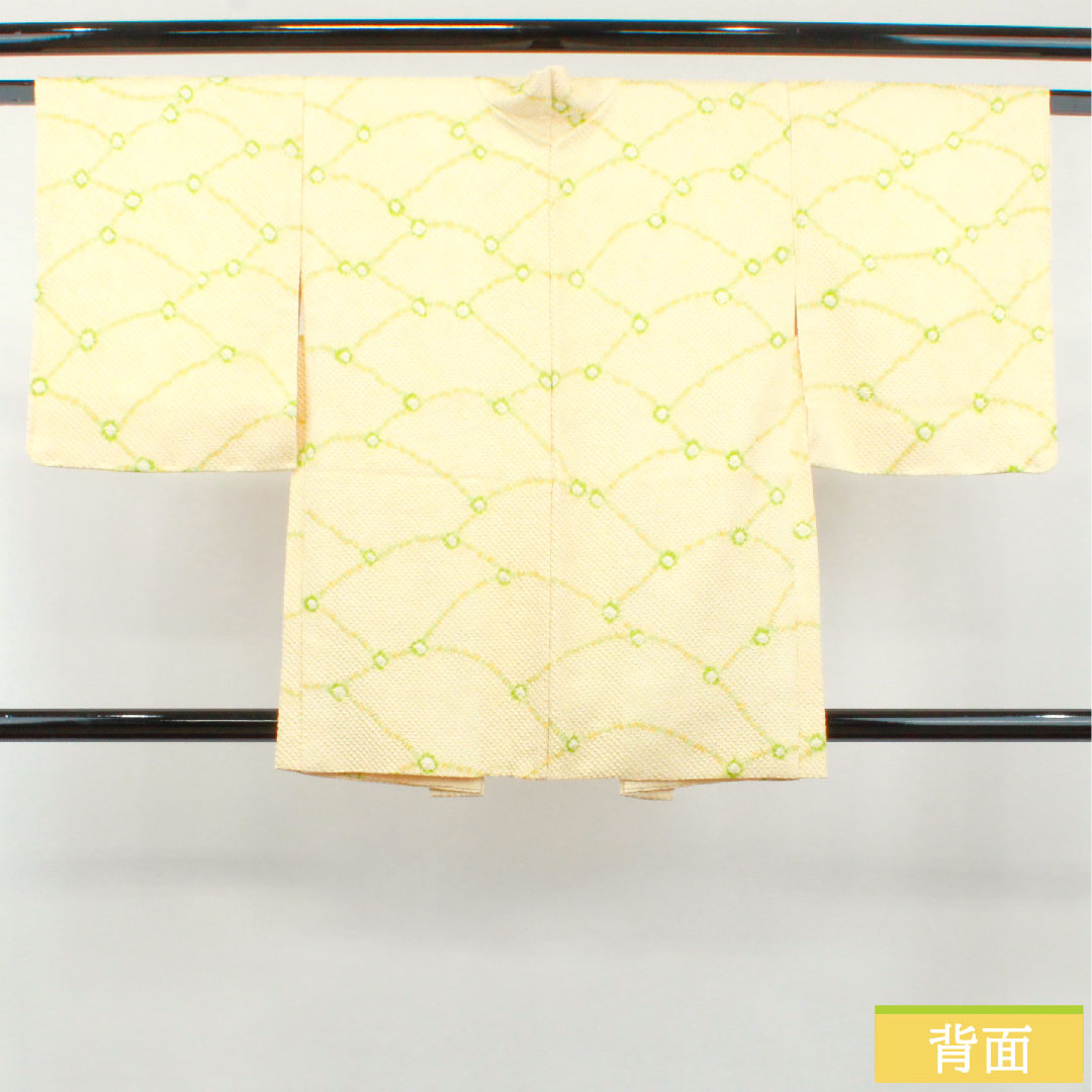 羽織 正絹 身丈82cm 裄丈63.5cm 練色（ねりいろ） 総絞り 抽象模様 しつけ糸付き Sランク 袷 黄系 1117000972923