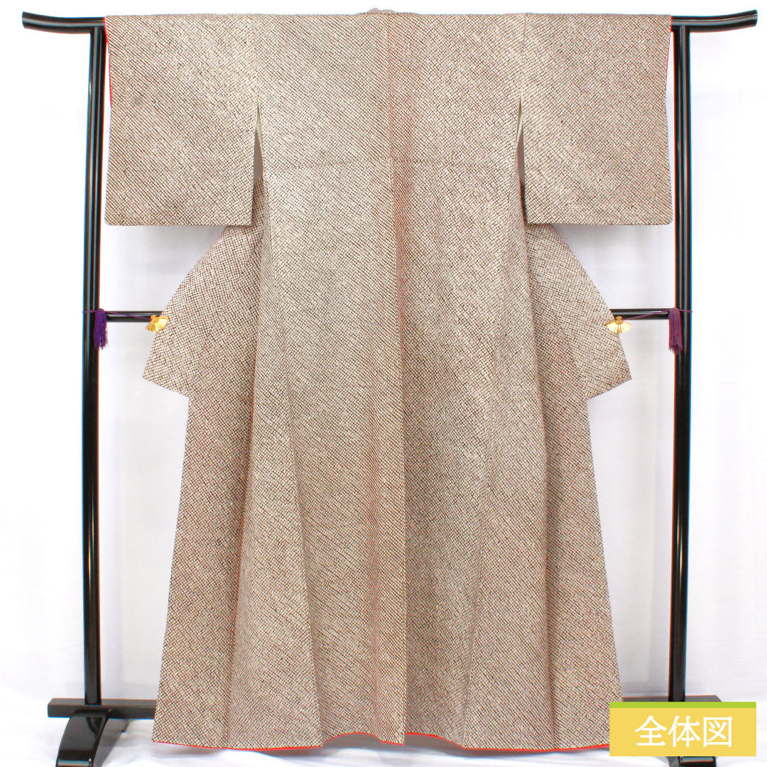 小紋 正絹 身丈162cm 裄丈63cm 袷 総絞り 疋田絞り Aランク 黒系 1115004653410