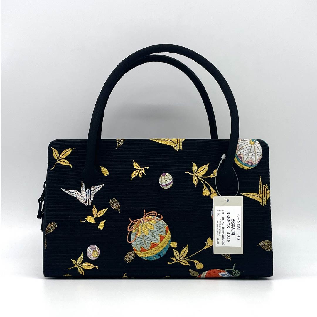 （新古品）和装バッグ セミフォーマル NEWランク 西陣織 利休バッグ 黒系 113900089110