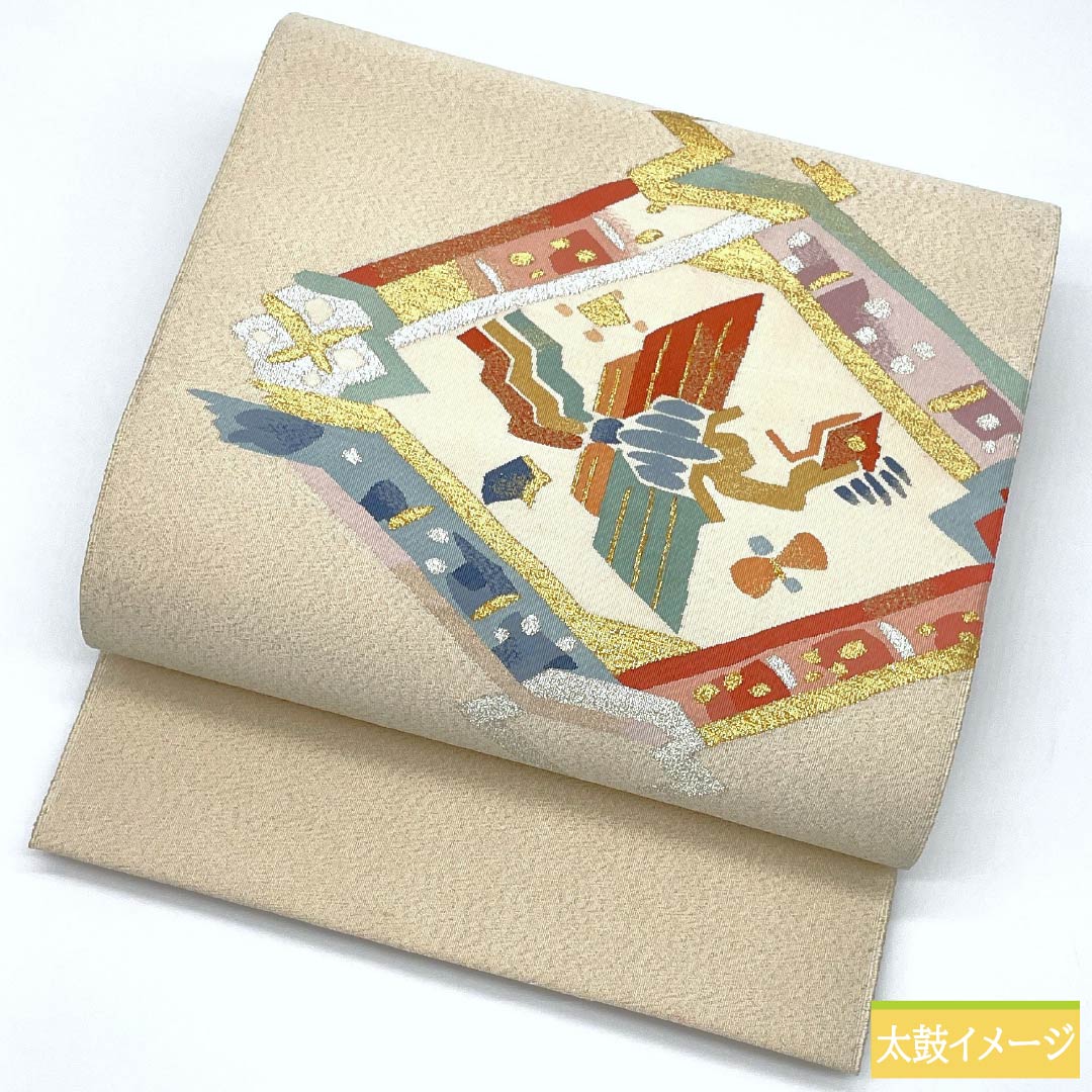 名古屋帯 正絹 Sランク 鳳凰 綴れ織 帯丈358cm ポイント柄 セミフォーマル 金系 1124009542321 松葉仕立て