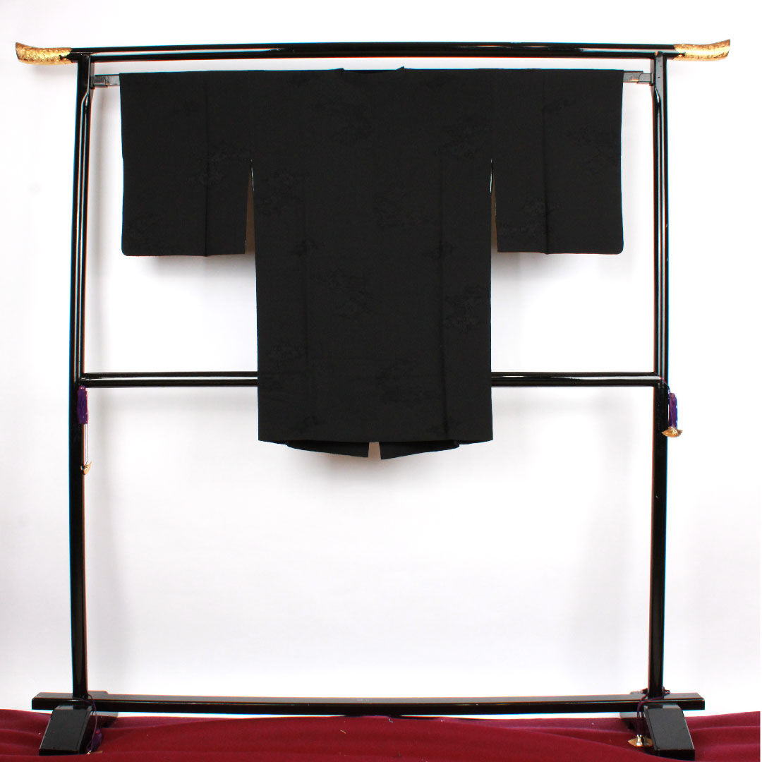 道行コート 身丈93cm 裄丈65cm 喪服用  正絹 Sランク 袷 黒系 1117000482910