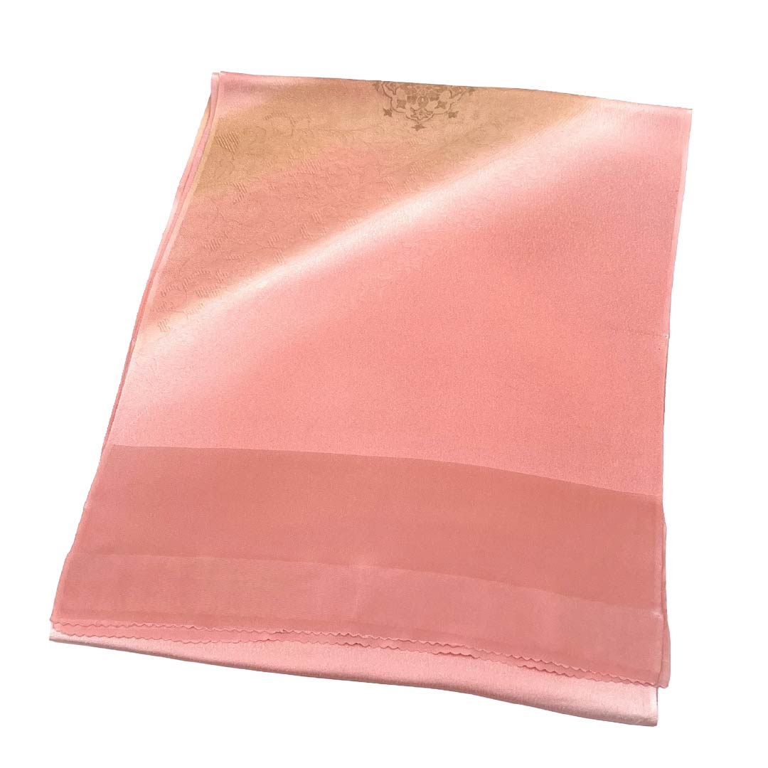 Obiage, pure silk, S rank, semi-formal, akebono-iro (dawn color) and shinonome-iro (daybreak color), classical floral design, approx. 176cm long, approx. 32cm wide, pink tones, 1136003482913