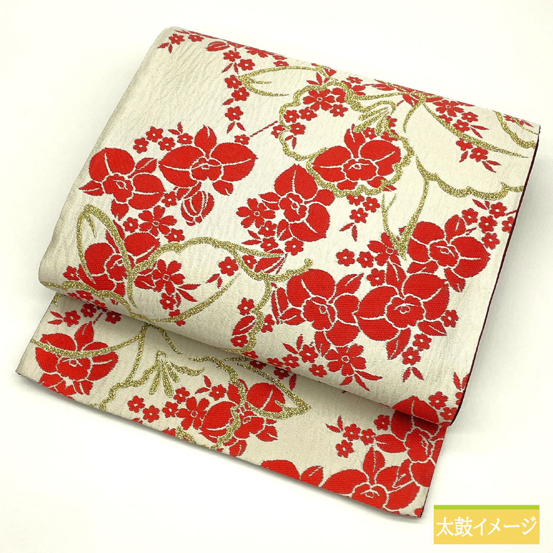 （未仕立）袋帯 正絹 Sランク 今井織物 西陣織 蘭   帯丈450cm 六通 セミフォーマル 白系 1123017162411