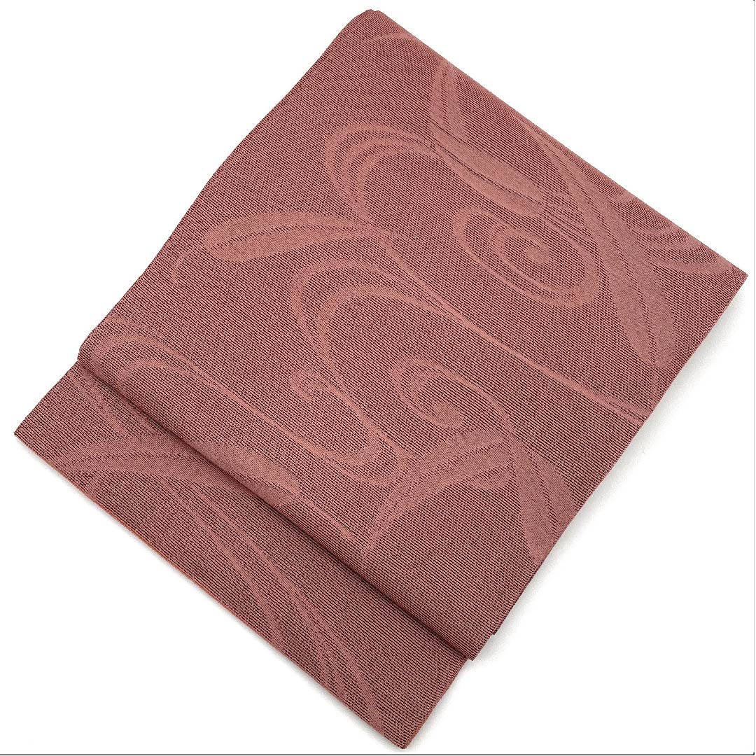 名古屋帯 浅蘇芳色 夏帯 観世流水 笹 紗  帯丈354cm 正絹 Sランク 六通 セミフォーマル ピンク系 1124004142313  開き仕立て