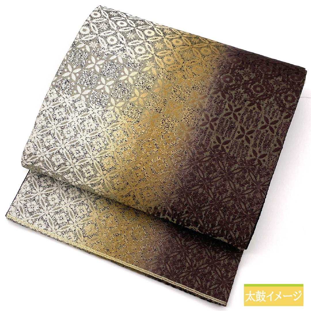 袋帯 正絹 七宝 花菱 帯丈450cm Sランク 全通 セミフォーマル グラデーション系 1123014852499