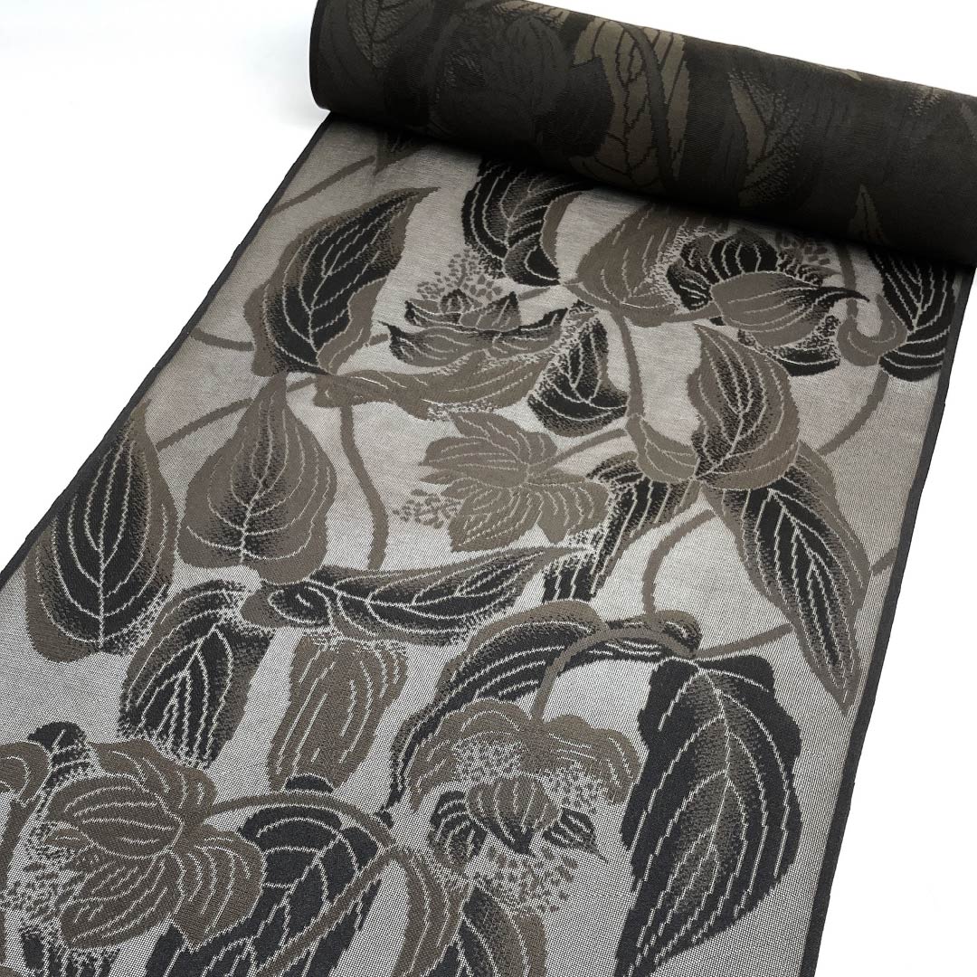 反物 小紋 正絹 涅色（くりいろ） 紋紗 植物模様 つた NEWランク 茶系 1130001241914