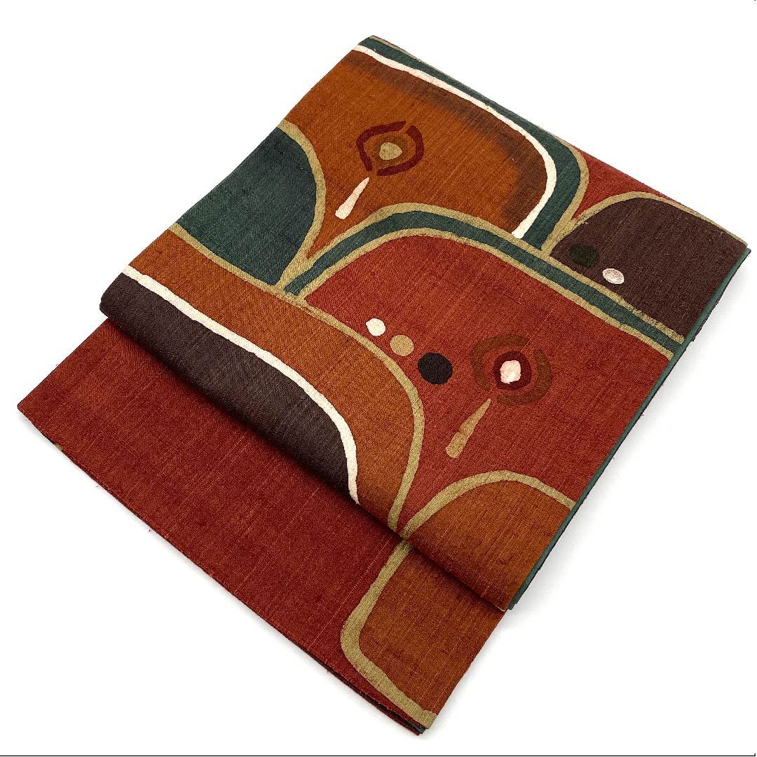 名古屋帯 グラデーション 京袋帯 抽象模様 染帯 帯丈370cm 正絹 Aランク 六通 カジュアル グラデ 1124003223399  開き仕立て