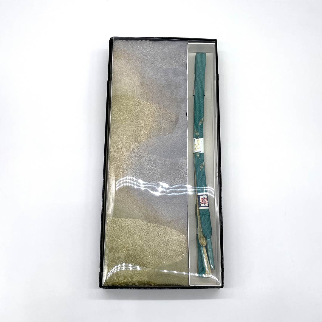 （新古品） 帯締め・帯揚げセット 正絹 Sランク ボカシ染 流水 長さ約156cm 幅約1.5cm フォーマル グラデーション系 1141000182399