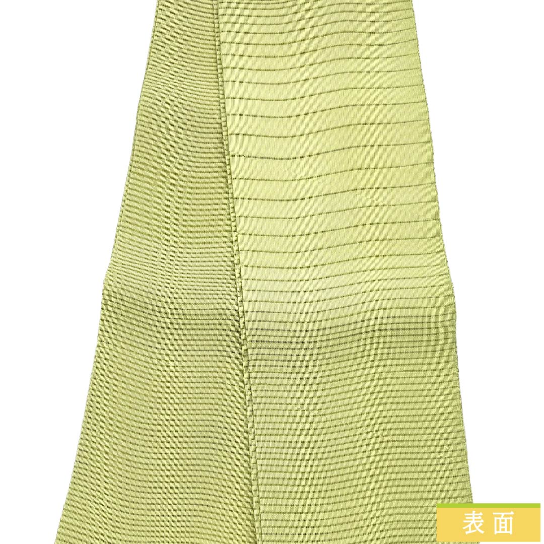 半幅帯 正絹 Sランク 浅青朽葉色（うすあおくちばいろ） 夏帯 変わり絽 帯丈345cm 緑系 1125004122319