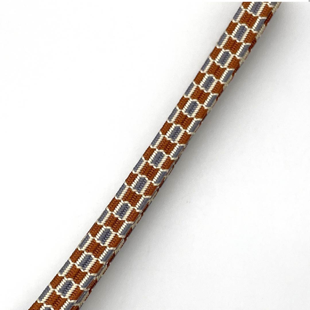 帯締め 正絹 Sランク 樺色（かばいろ） 変わり市松 古典柄 長さ約152cm 幅約1.3cm カジュアル 茶系 1135004742314