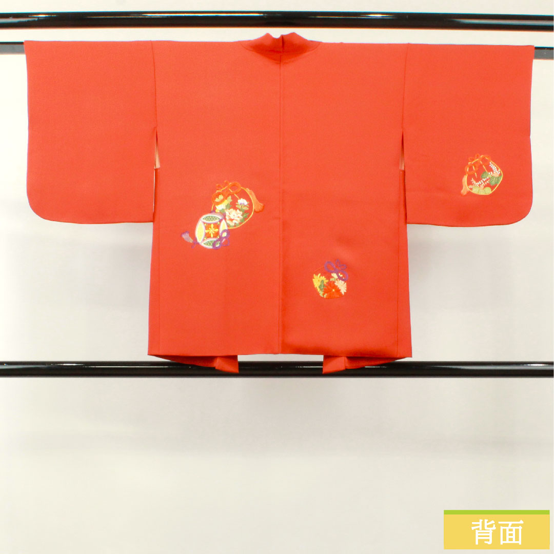 羽織 正絹 身丈73.5cm 裄丈60.5cm 緋色（ひいろ） 刺繍 Sランク 袷 朱系 1117000962916
