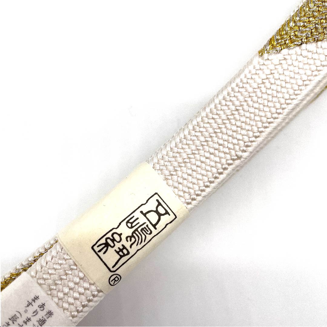 （新古品） 帯締め 正絹 四分紐 白色 五嶋紐 江戸組紐 長尺 長さ約175cm 幅約1.5cm フォーマル Sランク 白系 1135000502911