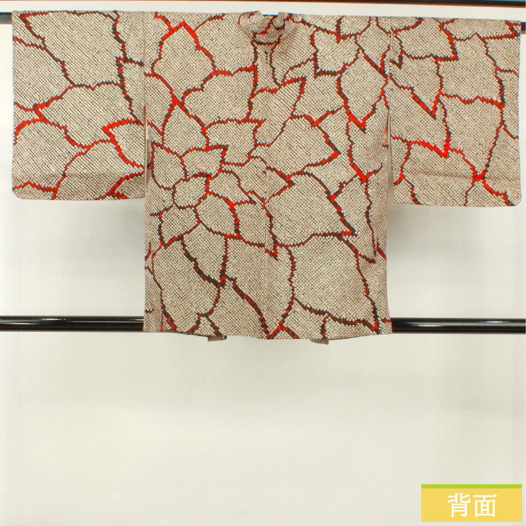 羽織 正絹 身丈78.5cm 裄丈65.5cm 総絞り 抽象模様 しつけ糸付き 未使用品 Sランク 袷 黒系 1117001082910