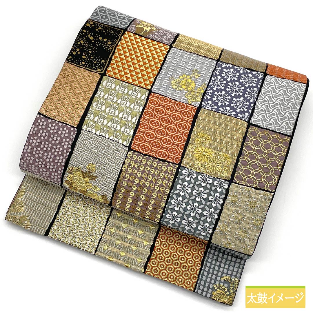 袋帯 正絹 Sランク 吉祥三十三宝 本金糸 古典柄 七宝 綾紗型 帯丈450cm 六通 セミフォーマル グラデーション系 1123015982499