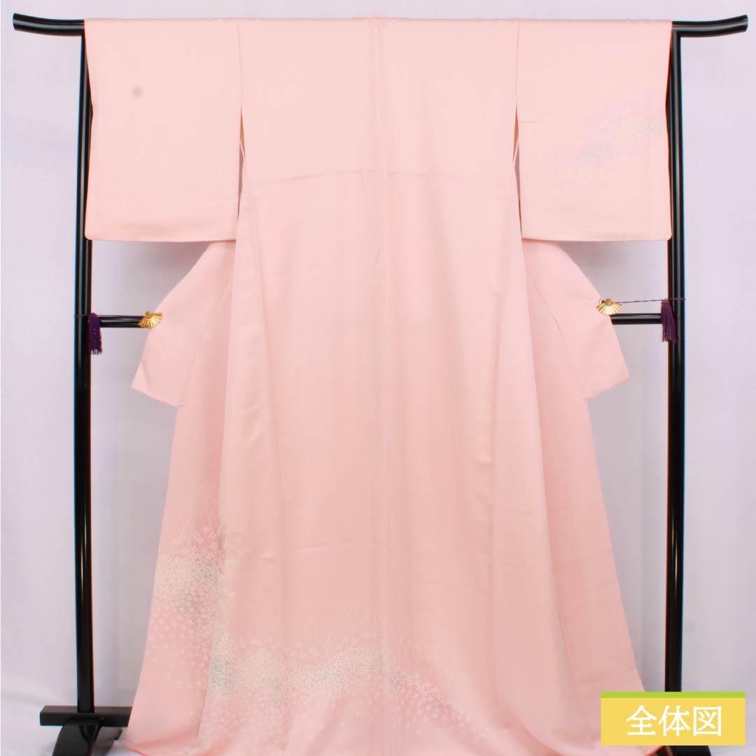 訪問着 正絹 Aランク 袷 身丈166cm 裄丈61.5cm 乙女色（おとめいろ） 京友禅 刺繍 草花 ピンク系 1112006273513