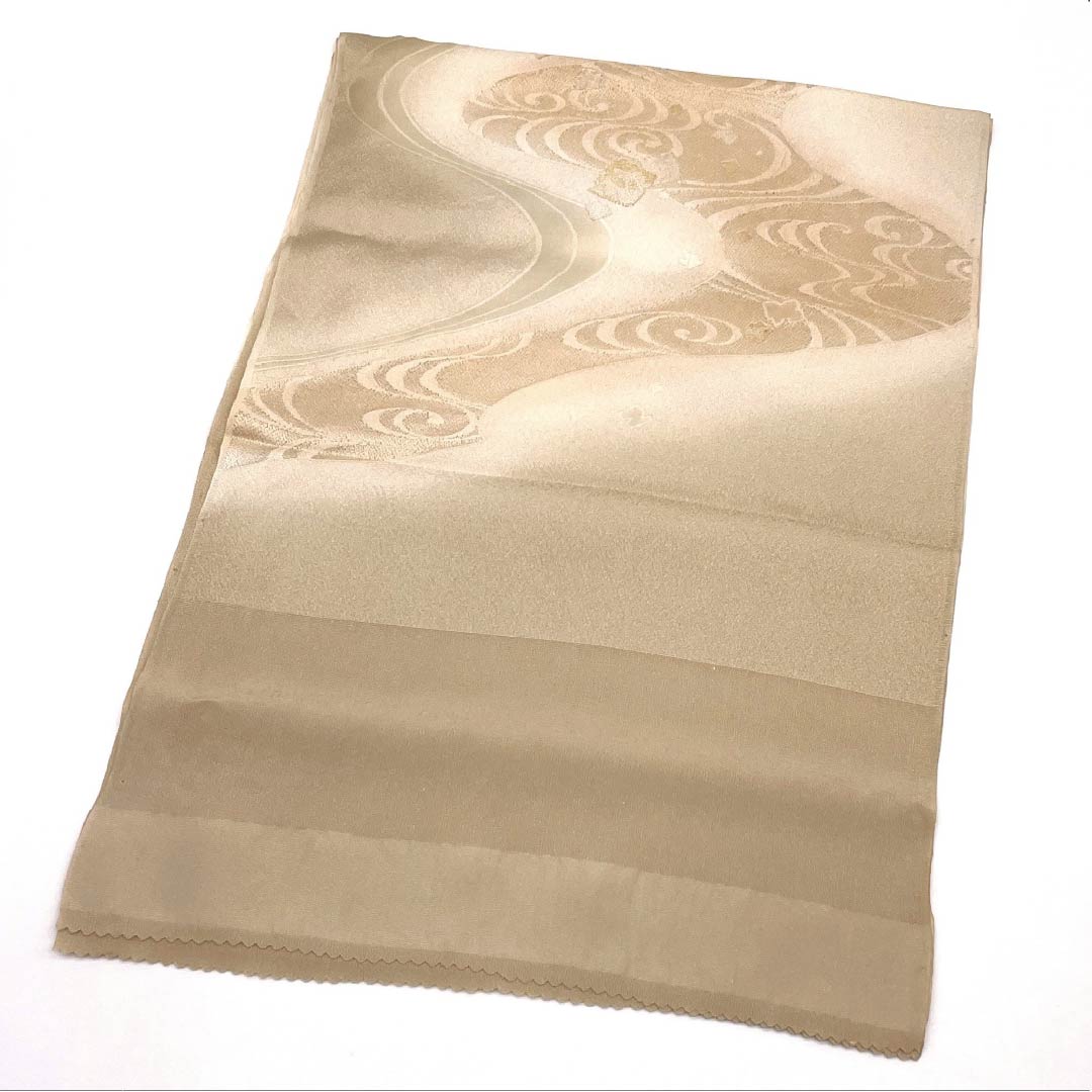 Obiage Silk S-Rank Semi-Formal Tonoko-iro (light ochre) Flowing Water Length: approx. 174cm Width: approx. 30cm Beige 1136002902925