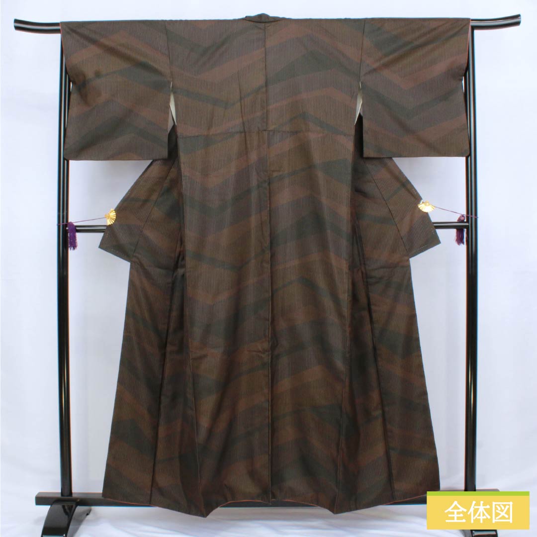 小紋 正絹 Aランク 身丈157.5cm 裄丈64.5cm 袷 抽象模様 黒系 1115006413310