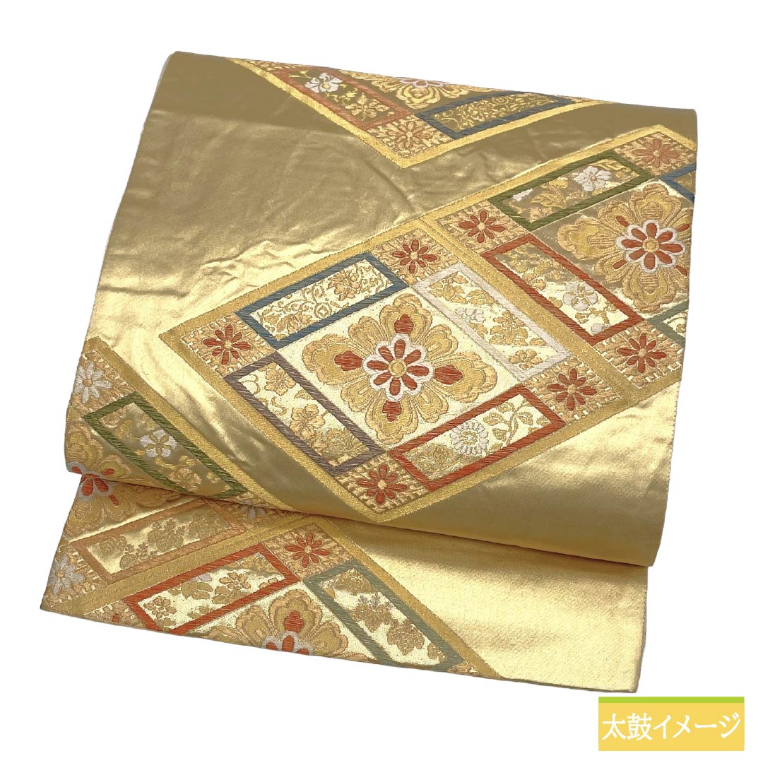 袋帯 正絹 Aランク 金色（きんいろ） 唐織 引箔 振袖用 留袖用 帯丈434cm 六通 フォーマル 金系 1123018663321