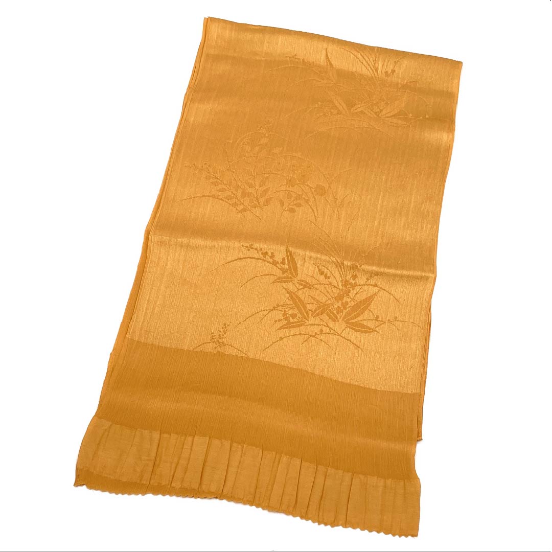 帯揚げ 正絹 Sランク セミフォーマル 近衛柿色（このえがきいろ） 草花 長さ約171cm 幅約24.5cm 橙系 1136002402926