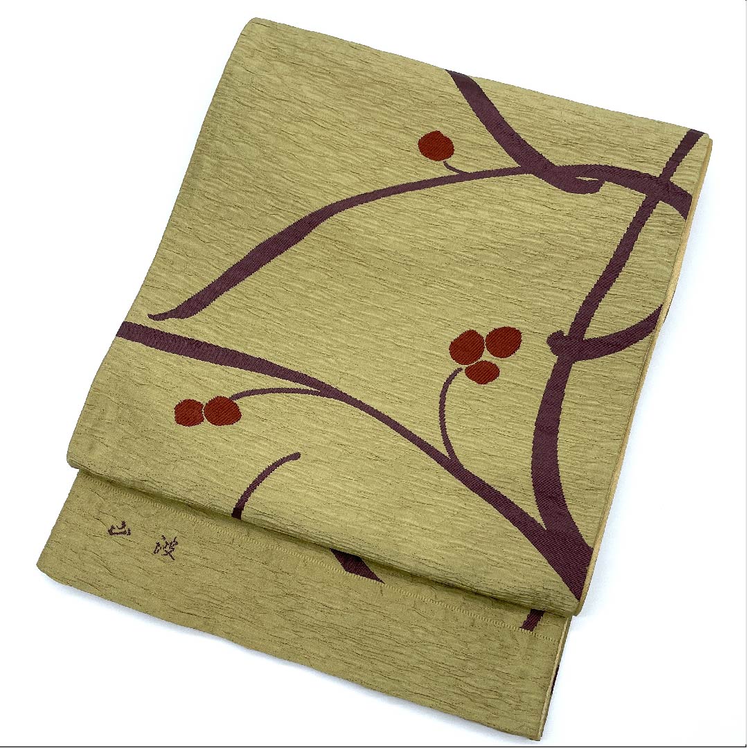 (Unmade) Fukuro Obi (Dried Color) Nuts Abstract Pattern Obi Length 457cm Pure Silk NEW Rank Six-way Casual Beige 1123008461425
