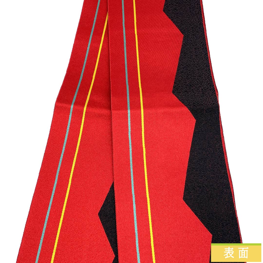 半幅帯 ポリエステル Sランク 赤紅色（あかべにいろ） 山路文 古典柄 帯丈348cm 赤系 1125003502312