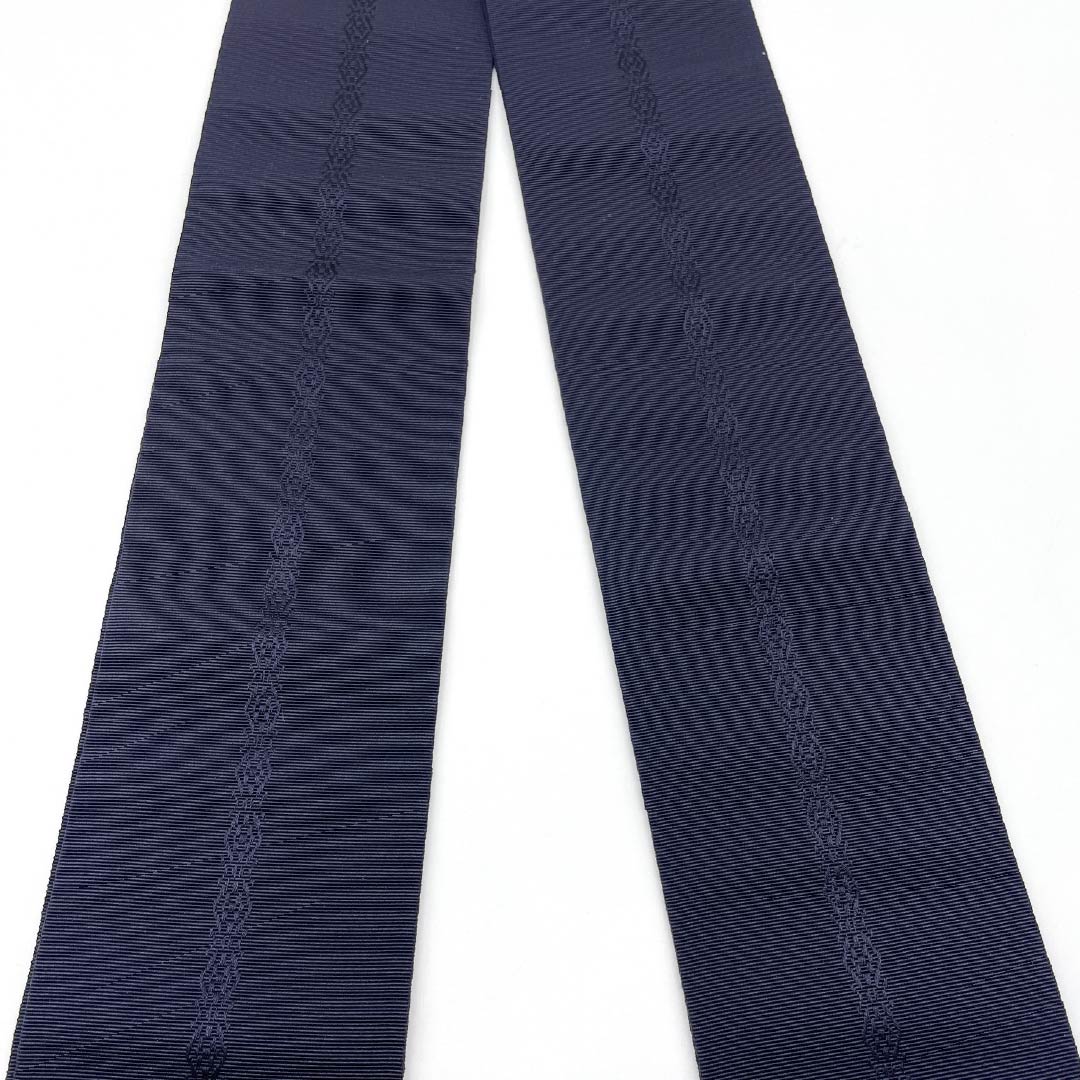 （未仕立）角帯 正絹 濃紺色（のうこんいろ） 博多織 献上柄 帯丈420cm 幅9.5cm Sランク 紺系 1134000372918